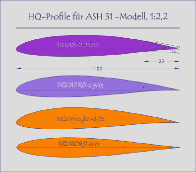 Profile fr das ASH 31-Modell, Mast. 1:2,2